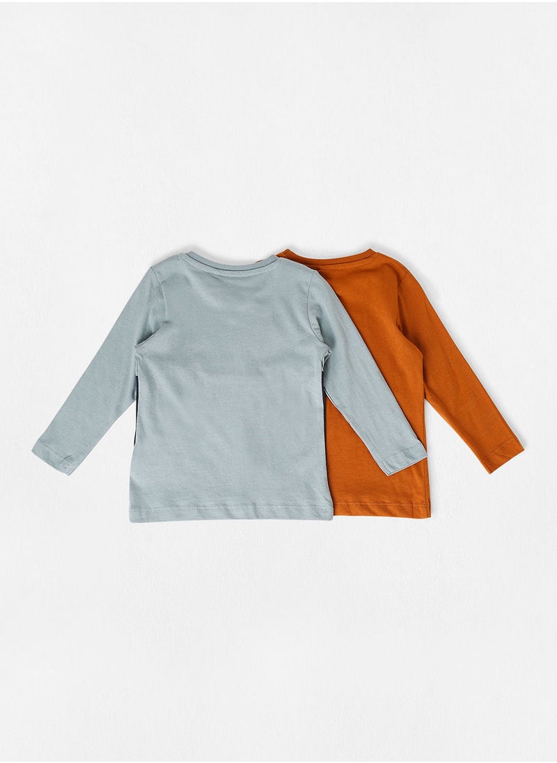Kids Dinosaur Long Sleeve T-Shirt (Pack of 2)
