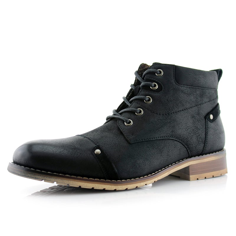Ferro Aldo Colin MFA806033 Mens Stylish Mid Top Laceup Dress or Work Boots in Black Size 10