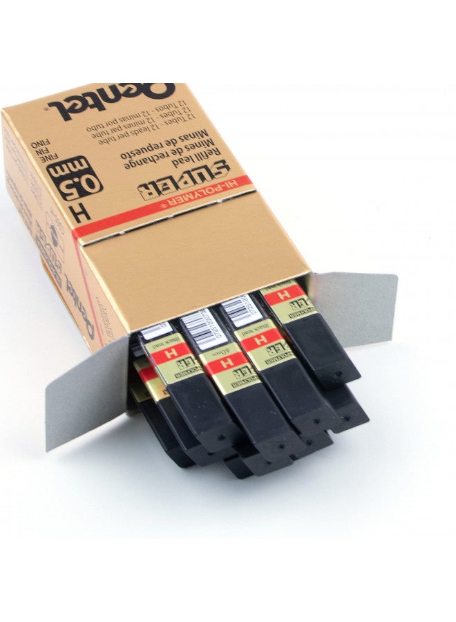 Pentel قلم رصاص بنتل سوبر هاي بوليمر، 0.5 مم، رفيع، H، 144 قطعة من الرصاص (C505-H) - Image 3