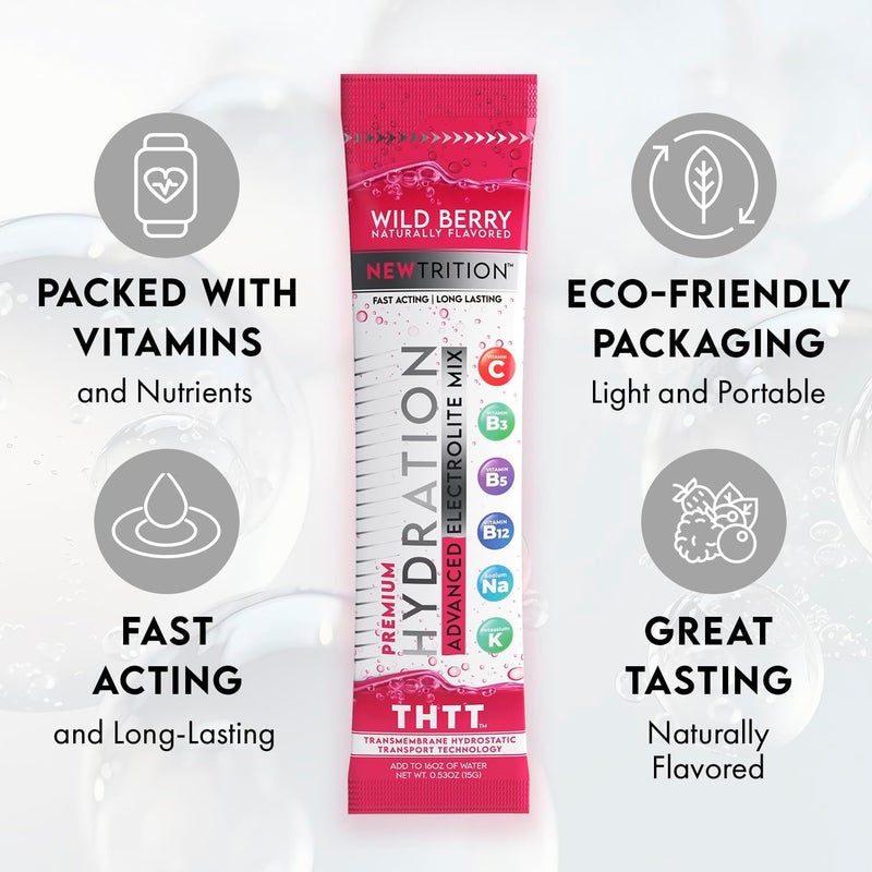 Newtrition Hydration Powder Electrolyte Powder Packets Naturally Flavored Hydrating Packets for Water Fast Acting Electrolytes with Vitamins 24 Mixed 1 - Image 2