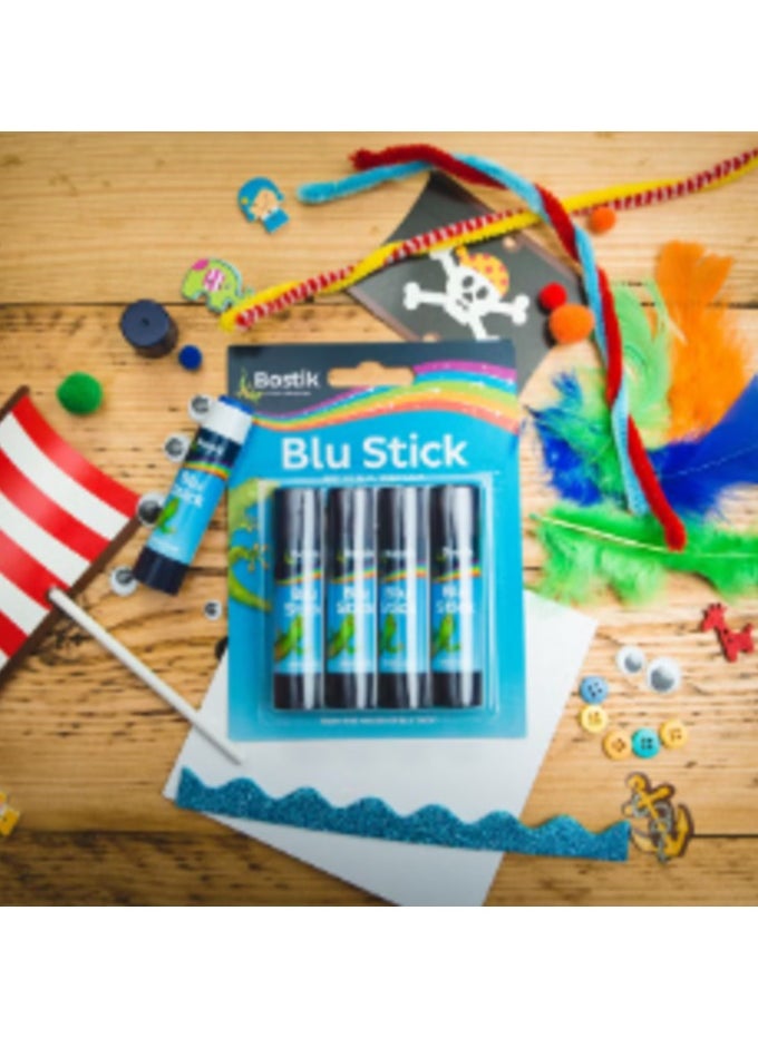 Bostik Bostik Blu Stick Glue Sticks, Goes on Blue, Dries Clear, Solvent Free, Washable, 4 x 8g sticks (Pack of 12)  - Image 2