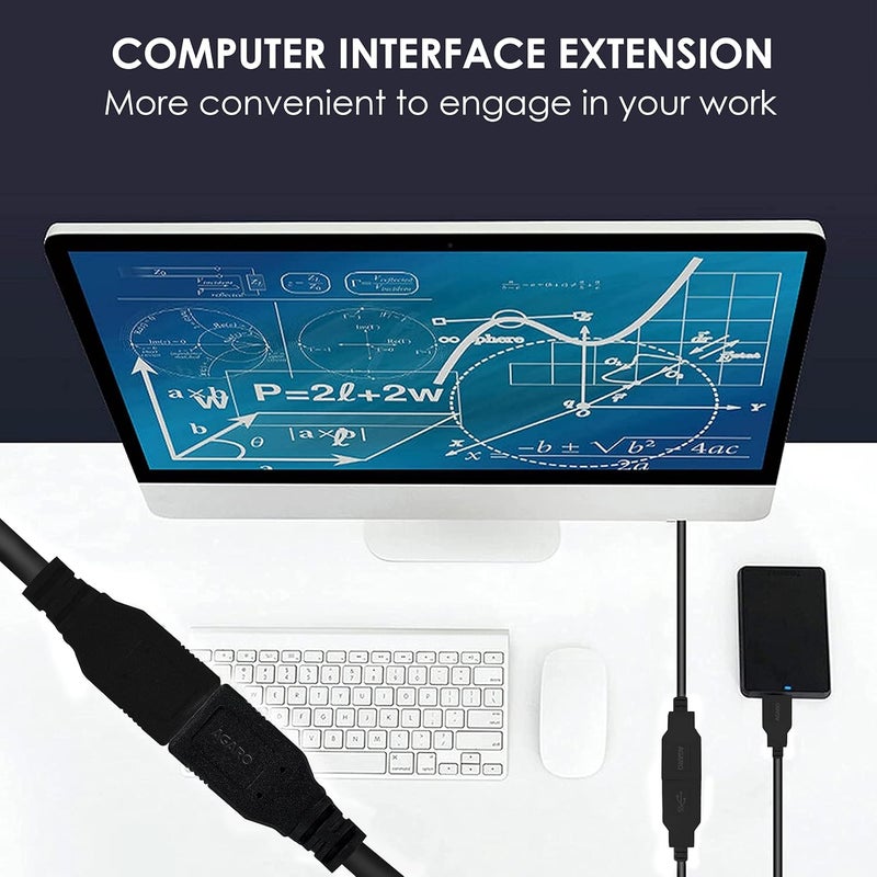 AGARO موسع USB، كابل تمديد USB 3.0 ذكر إلى أنثى كابل USB عالي السرعة 5 جيجابت في الثانية نقل البيانات متوافق مع كاميرا الويب، جهاز التحكم، لوحة المفاتيح، الفأرة، القرص الصلب، إكس بوكس، لابتوب/كمبيوتر شخصي/ماك/طابعة، 1 متر - Image 4