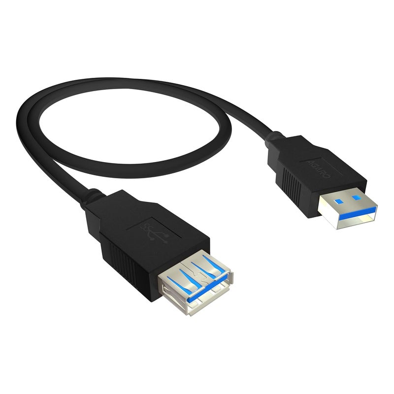 AGARO موسع USB، كابل تمديد USB 3.0 ذكر إلى أنثى كابل USB عالي السرعة 5 جيجابت في الثانية نقل البيانات متوافق مع كاميرا الويب، جهاز التحكم، لوحة المفاتيح، الفأرة، القرص الصلب، إكس بوكس، لابتوب/كمبيوتر شخصي/ماك/طابعة، 1 متر - Image 1