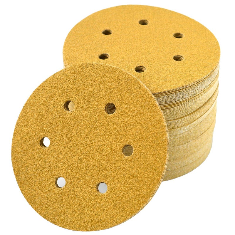 Aiyard 6-Inch 6-Hole Hook and Loop Sanding Discs 80-Grit, Random Orbital Sandpaper for Automotive and Woodworking, 100-Pack - Image 1