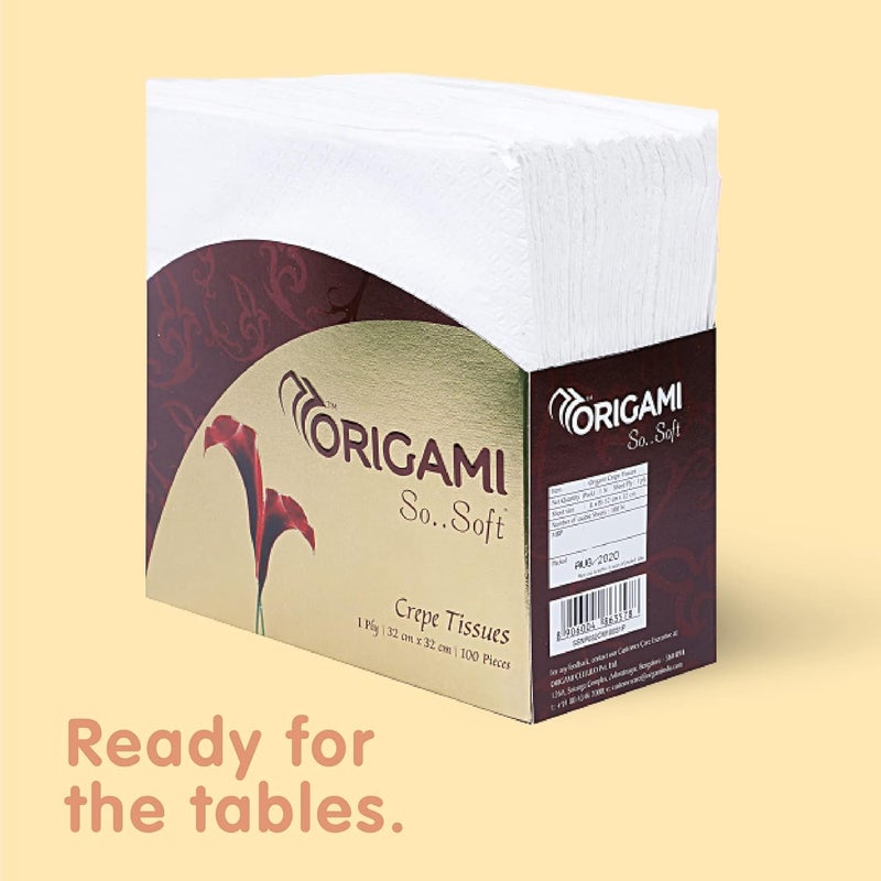 Origami 1 Ply Tissue Paper Napkins | Table Top | Plain - Pack of 6 (100 Pulls Per Roll, 600 Sheets) - Image 5