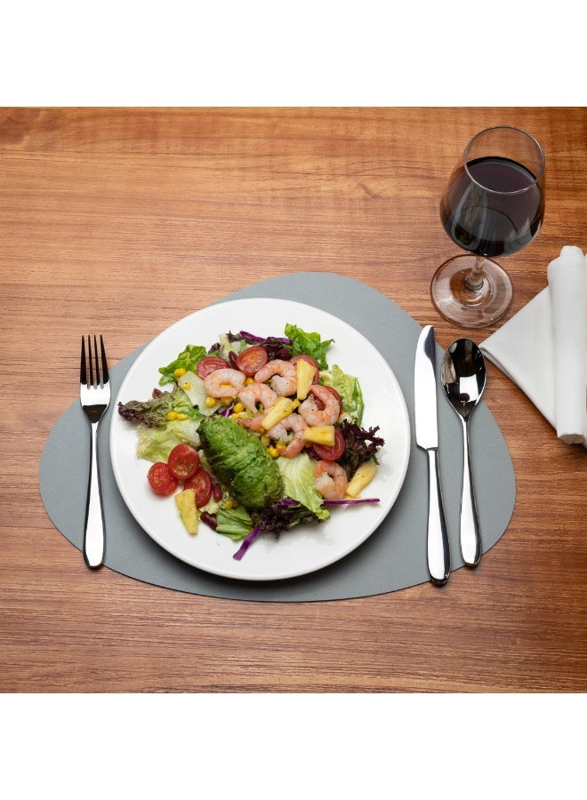 Restaurantware 16 Inch Table Placemats, 6 Egg-Shaped Vinyl Placemats - Embossed, Stain-Resistant, Gray Vinyl Placemats For Tables, Leather-Like Feel, Protects Surfaces  - Image 3