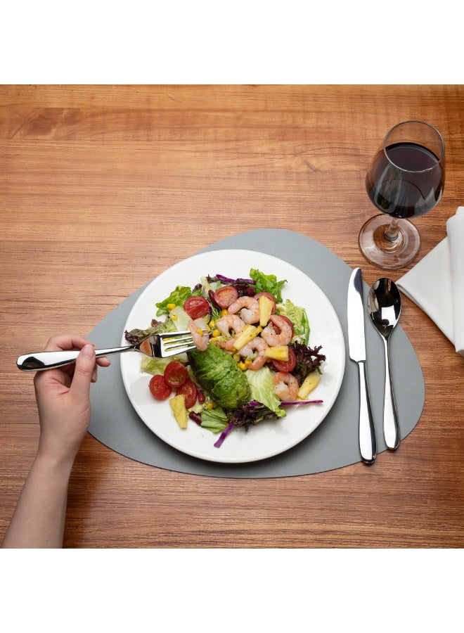 Restaurantware 16 Inch Table Placemats, 6 Egg-Shaped Vinyl Placemats - Embossed, Stain-Resistant, Gray Vinyl Placemats For Tables, Leather-Like Feel, Protects Surfaces  - Image 4