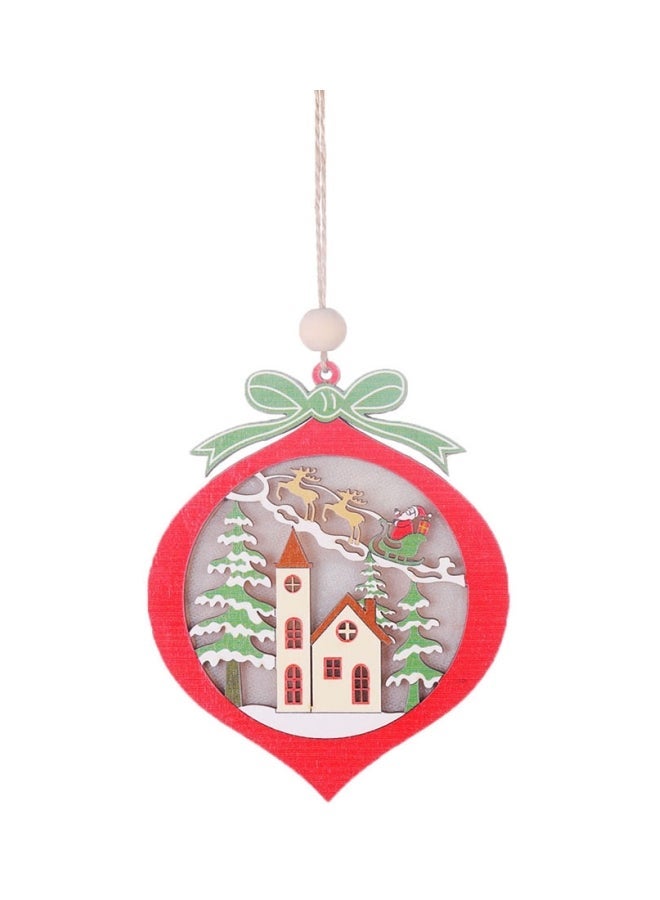 NIBEMINENT Decorative Wooden Ball Pendant With Light Red/White/Green - Image 1