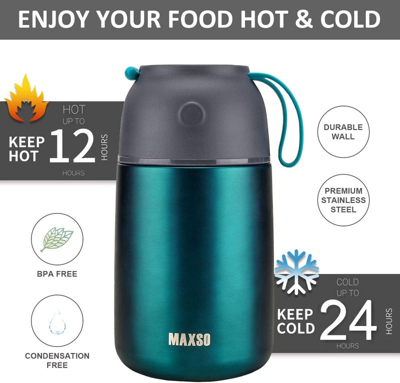 ITSLIFE Insulated Thermo Food Jar for Hot & Cold Food for Kids Adult, 17&24 oz Soup Thermal Hot Food Containers for Lunch, Triple Layer Insulation Stainless Steel Food Jar with Spoon(2 Pack Green) - Image 4