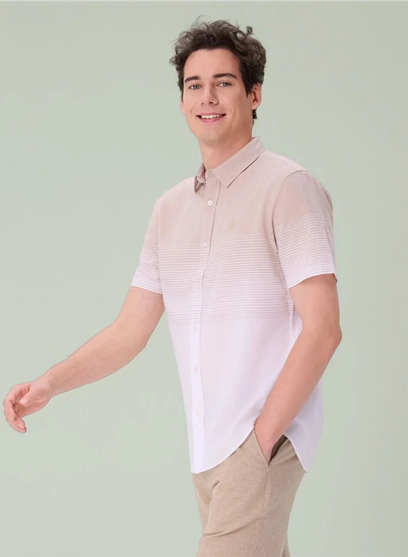 GIORDANO  Men's Slim Linen Lyocell Signature Shirt for Men | Best Price UAE