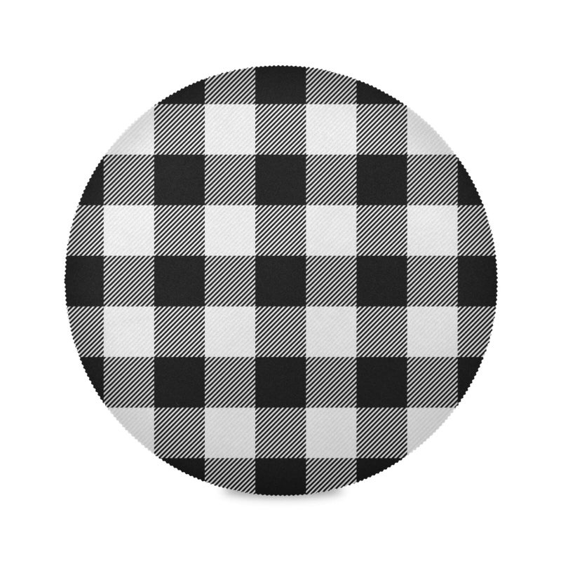 Qilmy Qilmy Buffalo Plaid Round Placemats Non-Slip Washable Polyester Table Mats Set of 4 Heat Resistant Placemats for Kitchen Dining Table Decoration  - Image 1