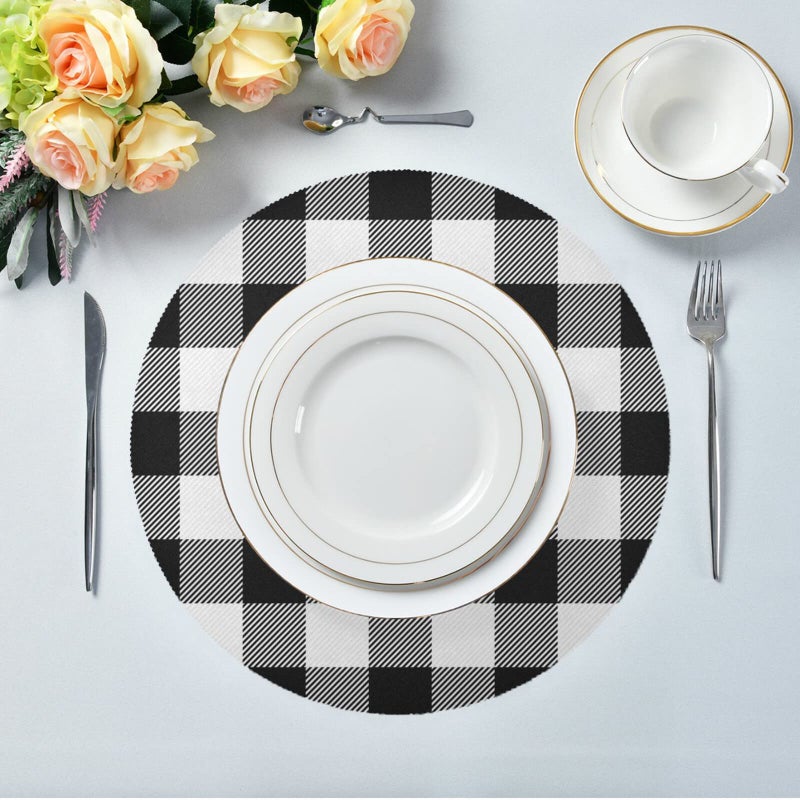 Qilmy Qilmy Buffalo Plaid Round Placemats Non-Slip Washable Polyester Table Mats Set of 4 Heat Resistant Placemats for Kitchen Dining Table Decoration  - Image 5