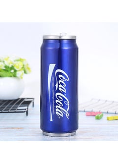 Stainless Steel Cola Can Insulated Cup with Straw Blue