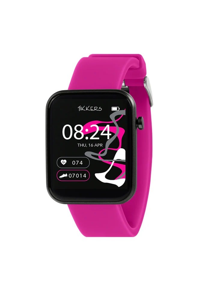 ساعة ذكية تيكرز سلسلة  بحزام وردي من السيليكون