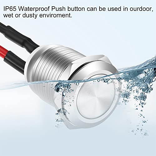 Gebildet 10pcs 12mm 2A 12V/24V/125V/250V AC Prewired Waterproof Push Button Momentary Stainless Steel Push Button On Off (Flat Head) - Image 5