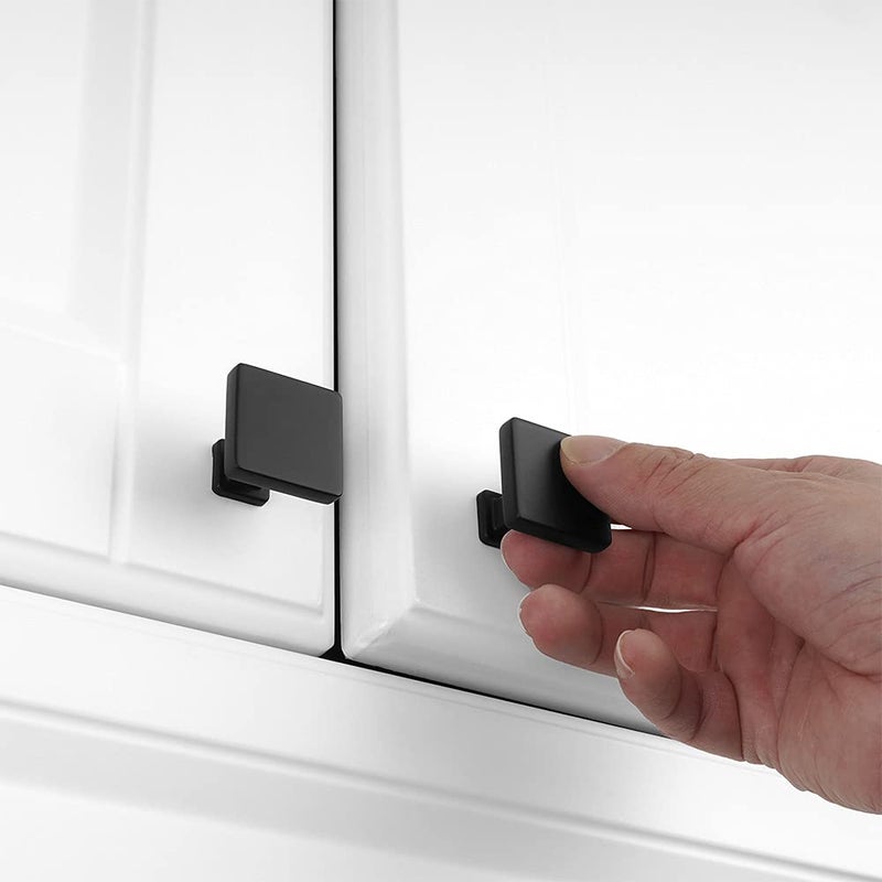 Koofizo Square Top & Base Cabinet Knob - Black Pull Handle (30Mm / 1.2 Inch) 10-Pack For Kitchen Cupboard Door Bedroom Dresser Drawer Bathroom Wardrobe Hardware - Image 4