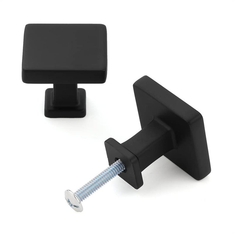 Koofizo Square Top & Base Cabinet Knob - Black Pull Handle (30Mm / 1.2 Inch) 10-Pack For Kitchen Cupboard Door Bedroom Dresser Drawer Bathroom Wardrobe Hardware - Image 3