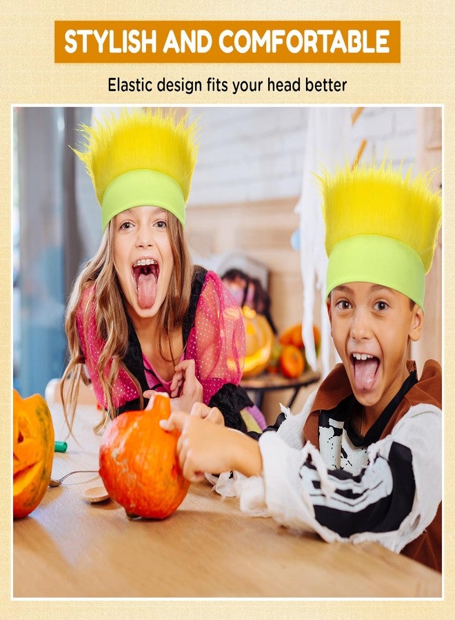 Luinabio Hairy Headband Fun Wig Crazy Hair Day Accessories Funny Hats Halloween Costumes Outfit Party Favor(Yellow,Simple) - Image 4