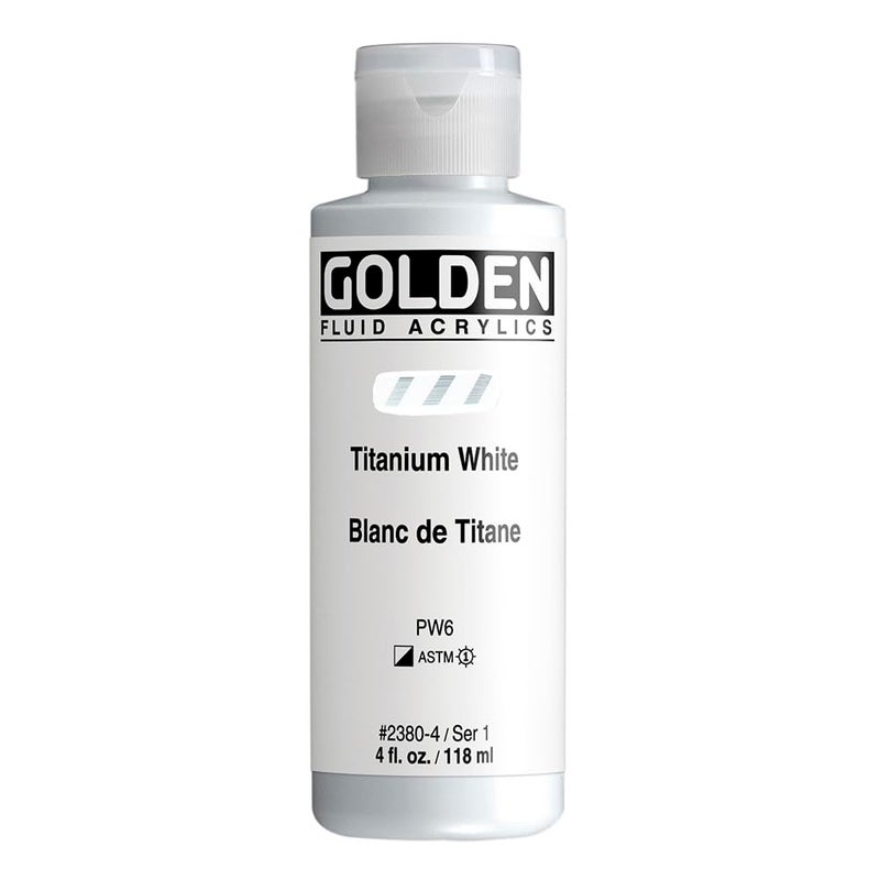 GOLDEN Fluid Acrylics Titanium White 4 fl oz Bottle Professional Acrylic Paint SemiOpaque