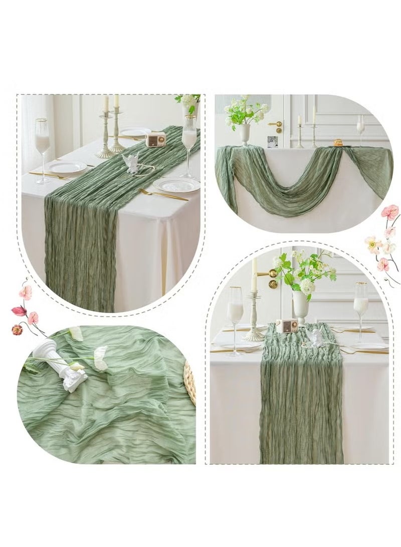 Risen Translucent Table Runner Chessian Tablecloth for Wedding Reception Bridal Shower Party Decoration Table Centerpiece 90*300cm （Green） - Image 2