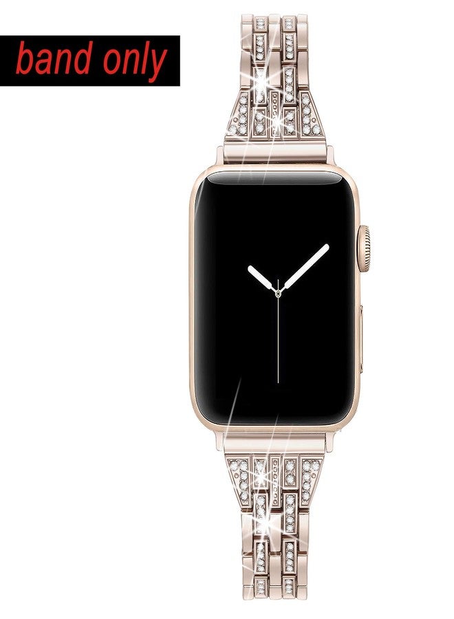 Secbolt Bling Bands Compatible with Apple Watch Band 42mm(Series 3) 44mm 45mm 46mm 49mm Women iWatch SE Series 11 10 9 8 7 6 5 4 3 2 1, Dressy Jewelry Metal Wristband Strap Diamond Rhinestone, Color Match Series 1&2 Gold Watch - Image 3