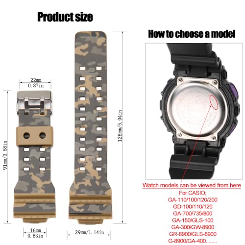 MCXGL 16mm Resin Strap Replacement for G-Shock ga110 ga100 ga120 gd100 g8900 Men's Rubber Watch Band - Image 2