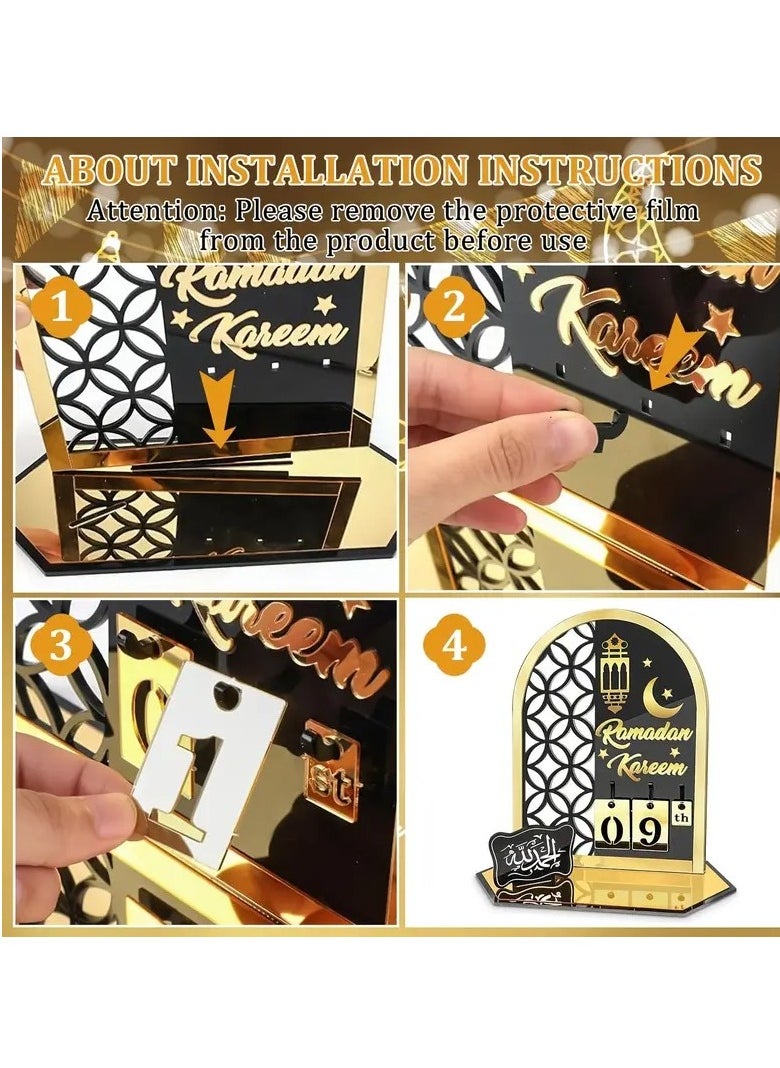 Home Care - 2023 Acrylic Ramadan Advent Calendar - 30 Day Countdown to Eid, DIY Party Decoration, Freestanding Design, Ramadhan, 2025 18X22 cm - Image 1