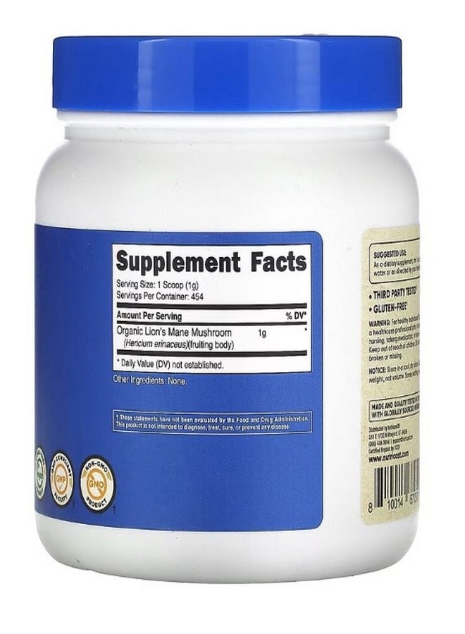 Nutricost Organic Lions Mane Mushroom Unflavored 1 lb 454 g - Image 2