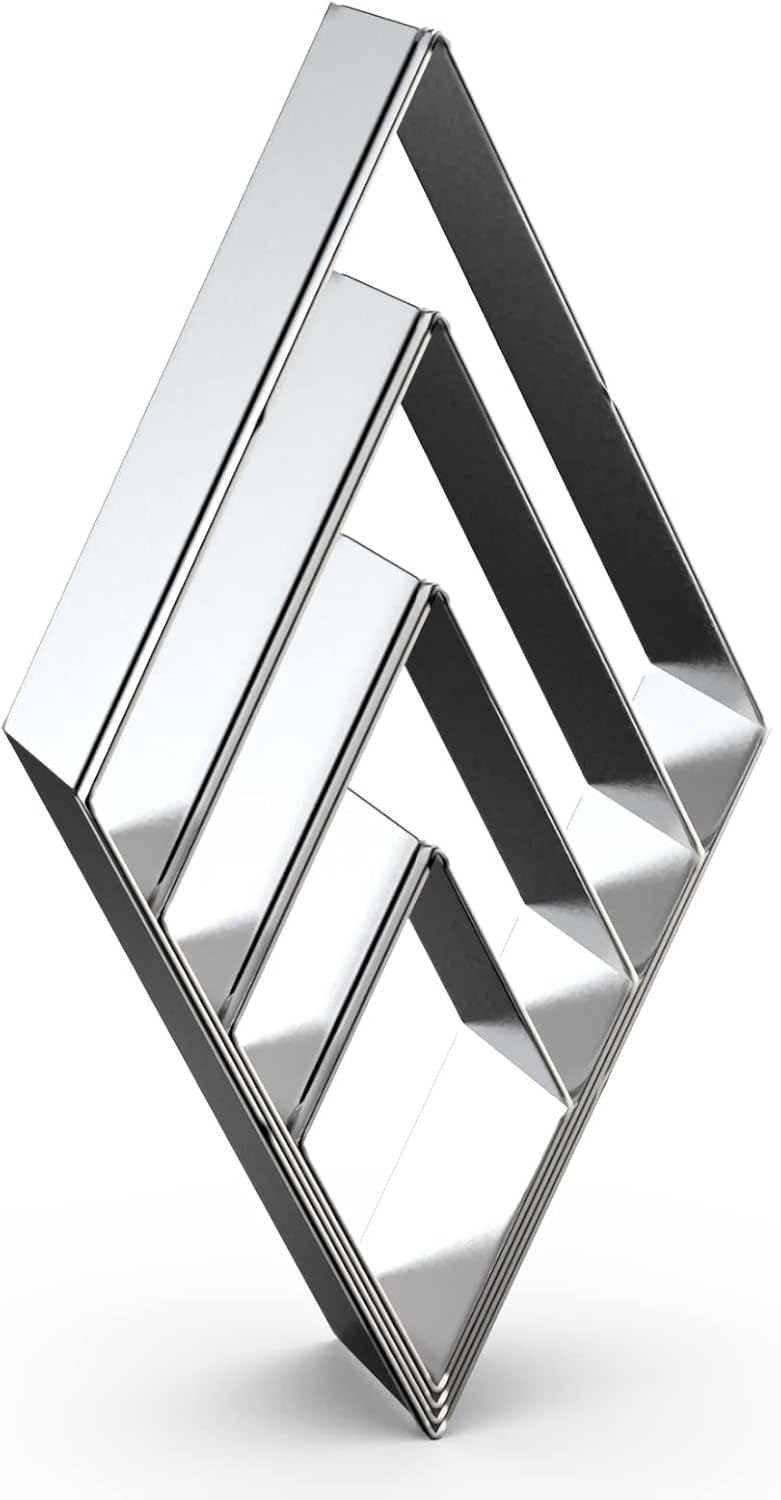 QAAQS Rhombus Diamond Cookie Cutter Set - 4 Piece Assorted Sizes (5 Inch, 4 Inch, 3 Inch, 2 Inch) - Stainless Steel - Image 1