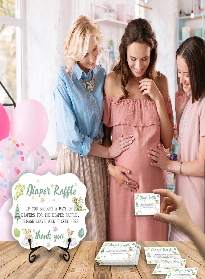 Tabyon A09 Diaper Raffle Sign Set - Wooden Watercolor Dragon Sign with Self-Stand & 50 Raffle Tickets for Baby Shower, Announcement, Gender Reveal Parties - Image 4