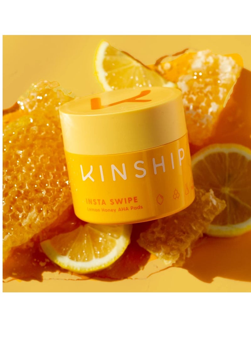 Kinship Kinship Insta Swipe AHA Exfoliating Pads - Lemon Honey Glycolic Acid Face Exfoliant - Brighten, Smooth + Clear Clogged Pores - Resurfacing Treatment Facial Wipes - Tone Blemish Prone Skin (45 Count)  - Image 3