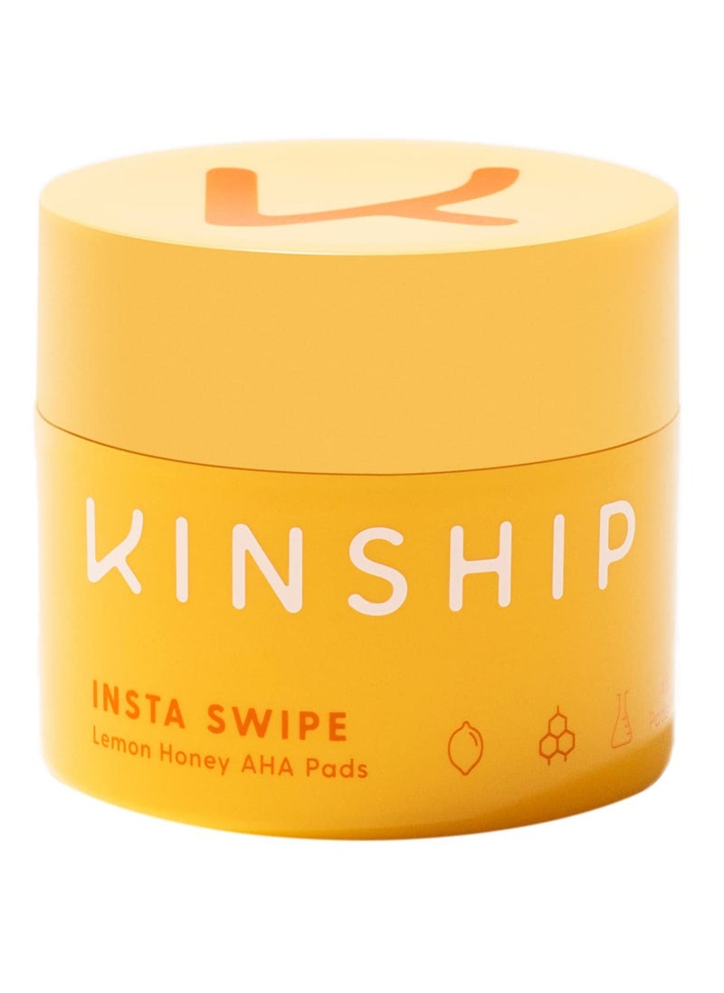 Kinship Kinship Insta Swipe AHA Exfoliating Pads - Lemon Honey Glycolic Acid Face Exfoliant - Brighten, Smooth + Clear Clogged Pores - Resurfacing Treatment Facial Wipes - Tone Blemish Prone Skin (45 Count)  - Image 1
