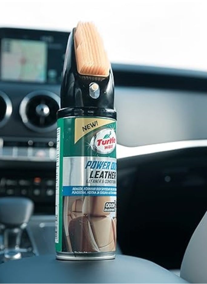 TurtleWax Leather Cleaner & Conditioner with Built-in Brush – Deep Cleaning, Conditioning & Odor Removal – 400ml – Made in USA  - Image 2