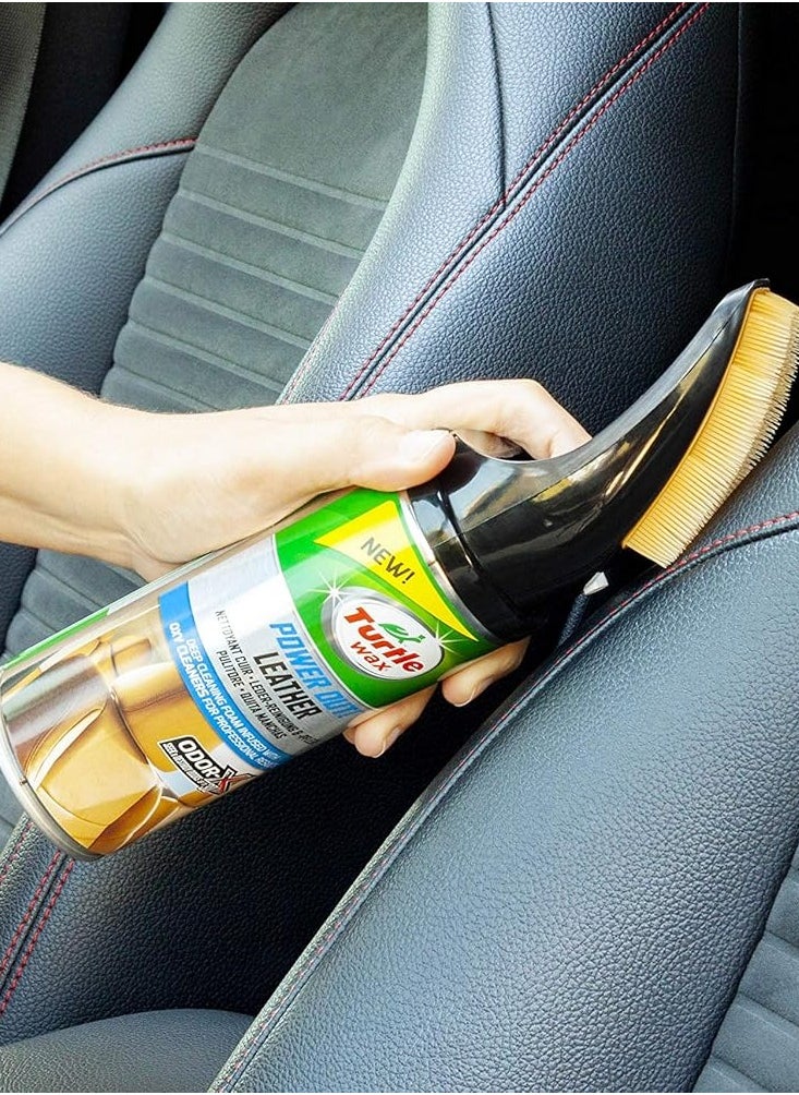 TurtleWax Leather Cleaner & Conditioner with Built-in Brush – Deep Cleaning, Conditioning & Odor Removal – 400ml – Made in USA  - Image 3