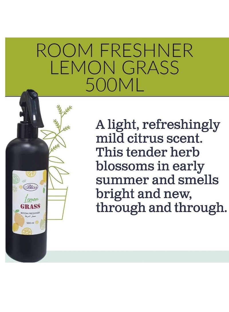 vsell24 Lemon Grass Room Freshner For Home and Office, Air Freshener Blended With Lemon Gross Essential Oil Odor Eliminator for Pillows, Bedsheet, Carpet 500ml ( 2 Pack) - Image 3