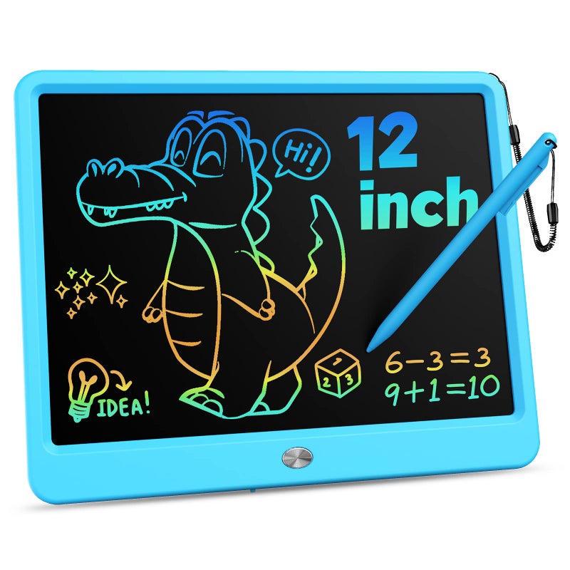 KOKODI 12 Inch LCD Writing Tablet with AntiLost Stylus Erasable Doodle Board Colorful Toddler Drawing Pad Car Travel School Games Toys for 3 4 5 6 7 8 Kids Birthday Gift for Girls Boys Adults Blue - Image 4