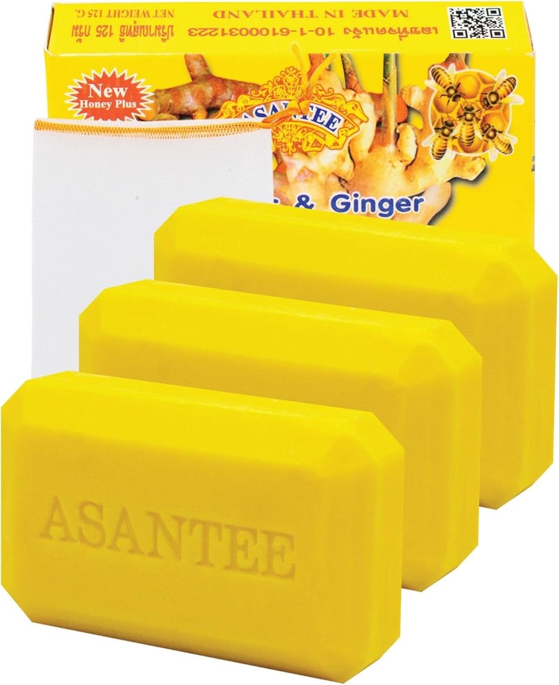 ASANTEE Tumeric & Ginger with Honey Cleansing Soap (Pack of 3)