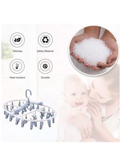 sokany Foldable Clip Hangers, Hanger with 32 Drying Clips, Plastic Laundry Clip, Round Clothes Hanger Organizer, 360° Rotatable Drying Rack for Socks, Lingerie, Towels and Other Small Objects (Blue)  - Image 4
