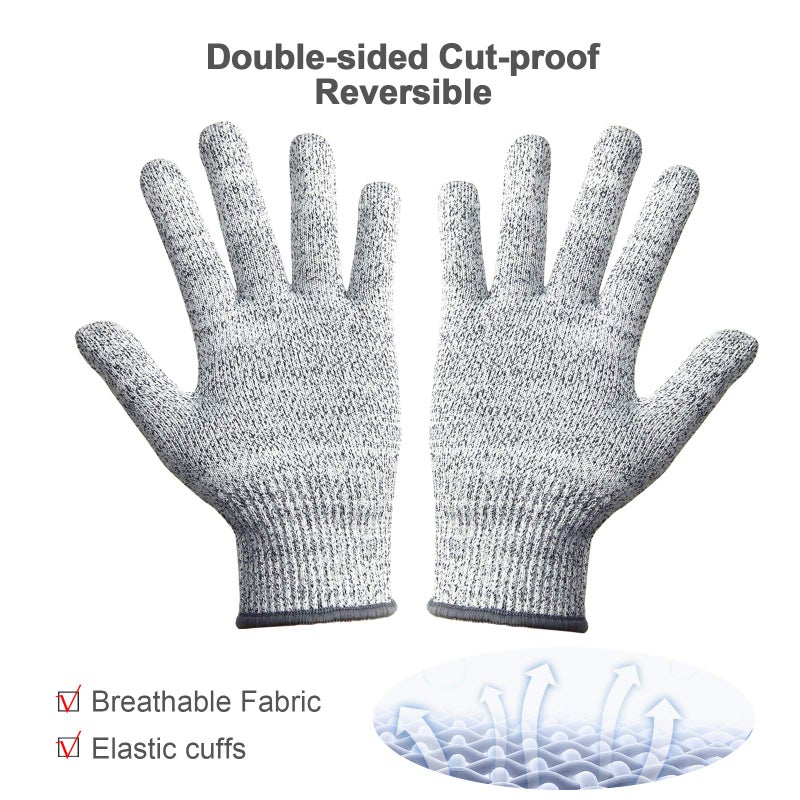 Tesuchan Cut Resistant Gloves for Kitchen Medium, 2 Pairs Ambidextrous Cut Proof Gloves, Level 5 Cutting - Image 3