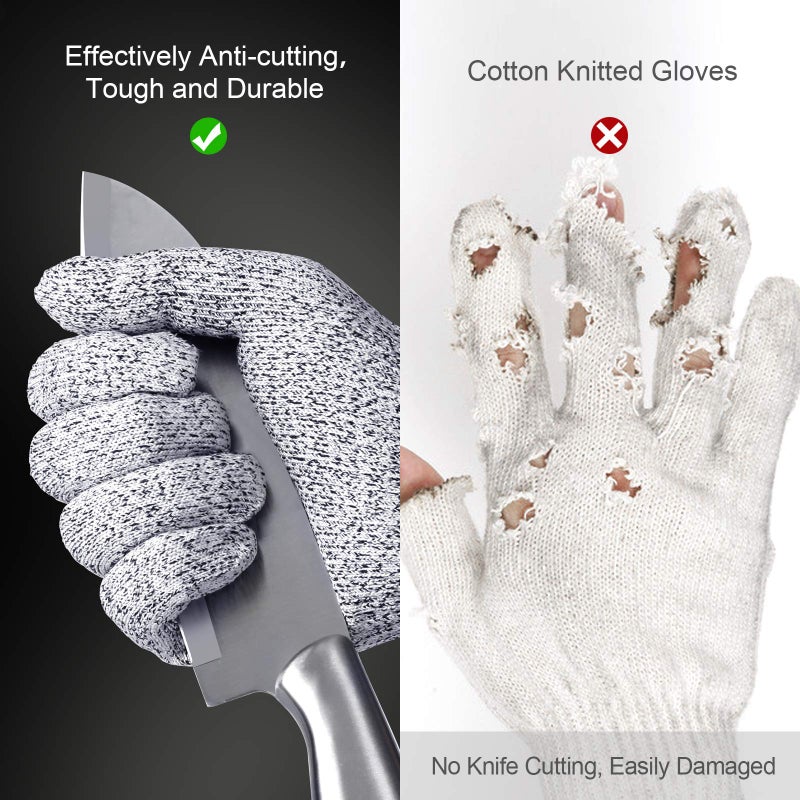 Tesuchan Cut Resistant Gloves for Kitchen Medium, 2 Pairs Ambidextrous Cut Proof Gloves, Level 5 Cutting - Image 2