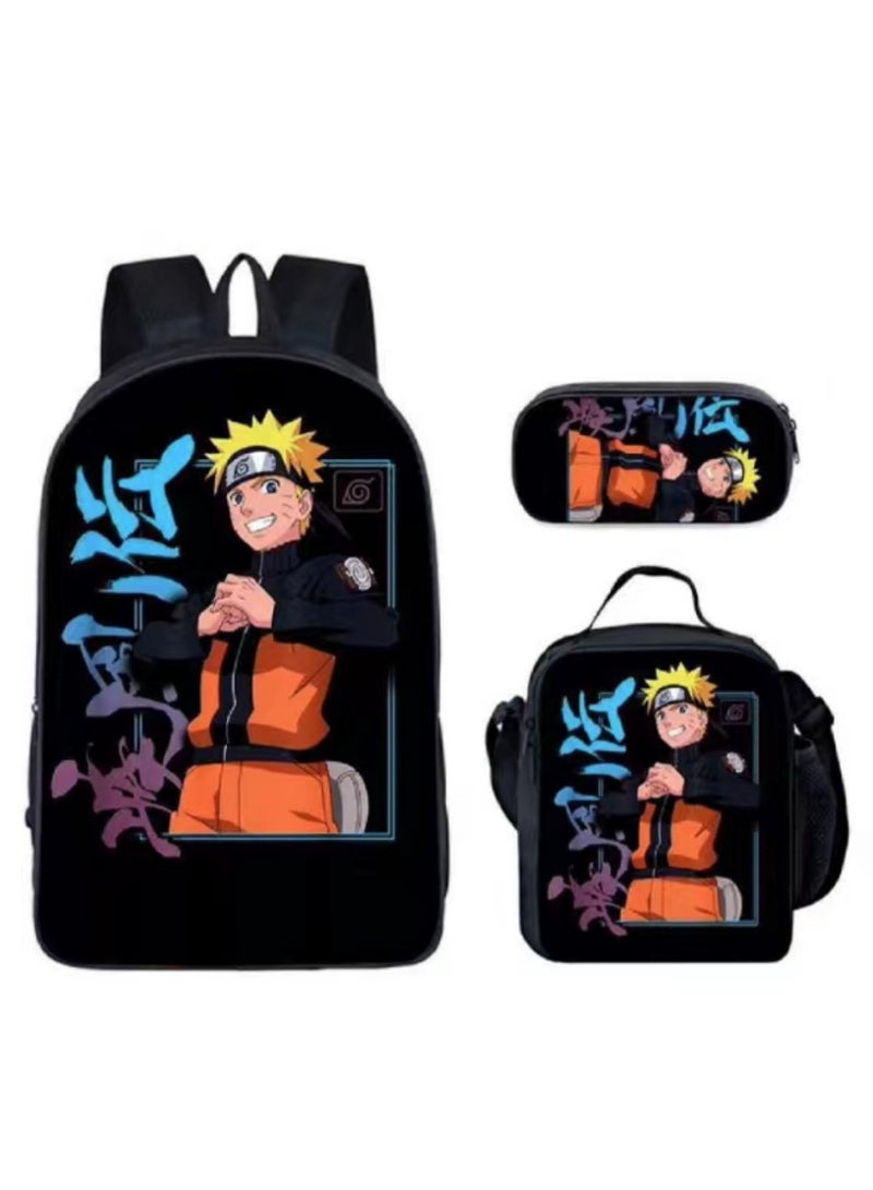 Naruto Cartoon Anime Student Backpack Three-Piece Set 29*42*16cm