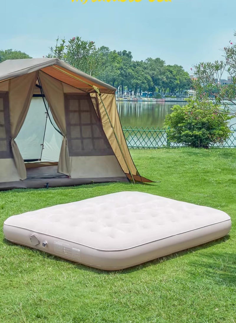 Sharpdo Double Camping Inflatable Air Bed, Inflatable Bed with Flocking Top Cover Foldable Inflatable Bed for Camping/Outdoor/Travel 190*100*40CM - Image 1