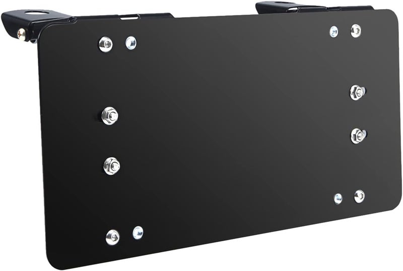 Chelhead Samlight License Plate Bracket 8 3/4 Inch Flip-Up Winch Roller Fairlead Mount Holder Black Stainless Steel - Image 1