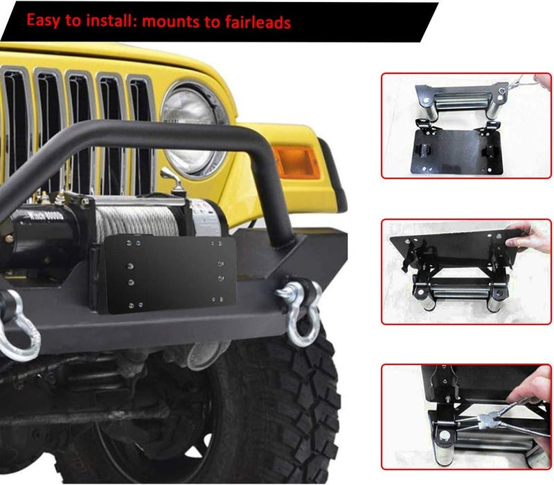 Chelhead Samlight License Plate Bracket 8 3/4 Inch Flip-Up Winch Roller Fairlead Mount Holder Black Stainless Steel - Image 3