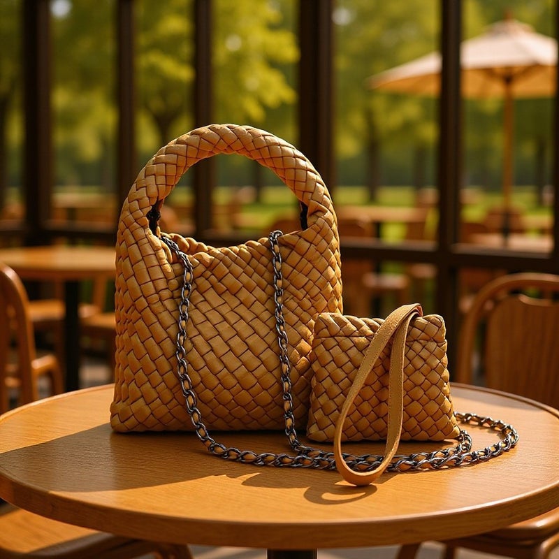 Nylon Cloth Woven Bag Diving Material Bag Large Capacity Portable Vegetable Basket Bag Chain Crossbody Bag - Image 2