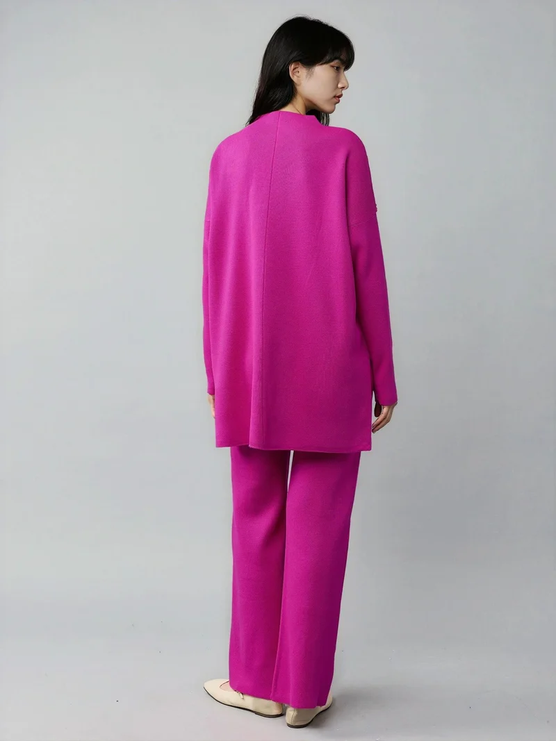 موضتي طقم محبوك مضلع من ماي فاشن بسويتر وبنطلون أساسيين