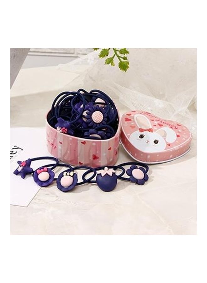 NIBEMINENT 20-Piece Gift Box Packed Girls Cute Cartoon Elastic Hair Bands Headwear Scrunchies Rubber Navy Blue