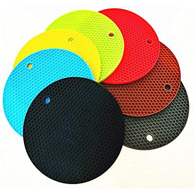 SYOSI Silicone Heat Resistant Pot Holders And Trivets Set  4 MultiPurpose Kitchen Pads For Hot Dishes Jar Opener Spoon Holder And Oven Mitts  Black Color - Image 4