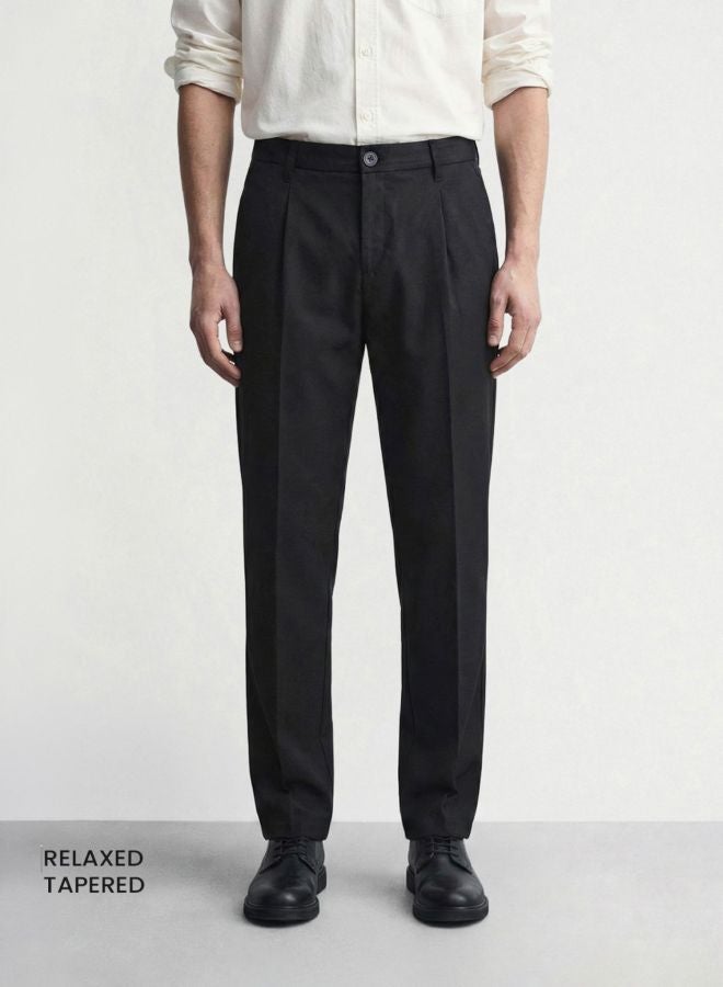 The Indian Garage Co Men Relaxed Fit Solid Cross Pocket Mid-Rise Trousers - Image 1