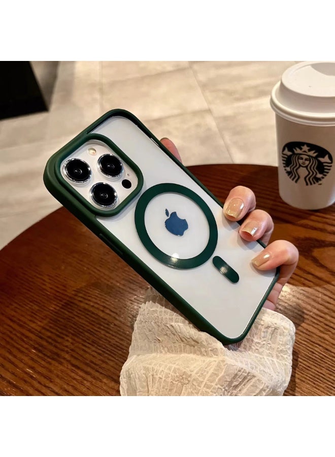 NIBEMINENT Macaron Protection Case With Magsafe For iPhone 15 Plus, Dark Green